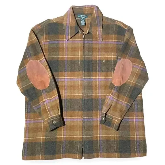 Lauren Ralph Lauren 100% Lambswool Plaid Zip Up Jacket Women’s Petite Me… - Picture 3 of 14